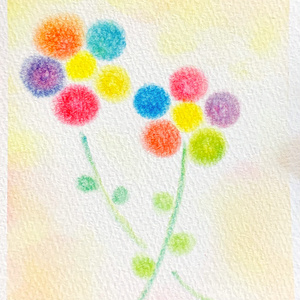 095ぐるぐる色のお花★【黄/桃/青】