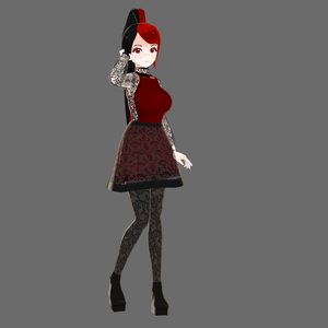 3D Vroid Model - Black N Red