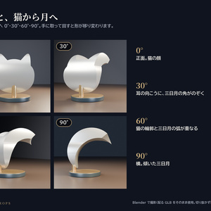NEKOMOON｜正面は猫、横顔は三日月の置物【PC VRChat / ワールド用】 缩略图 3