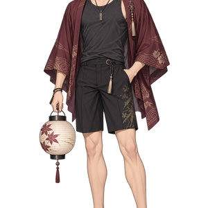 【AI生成・夏の立ち絵】花火帰りのトウマ｜全身透過PNG 1点