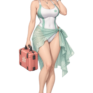 【AI生成・夏の立ち絵】珊瑚ステーションのメディカ｜全身透過PNG 1点