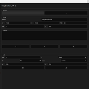 AFterEffects上で簡単な設定でスライドショーを作れる ImageSlideshow_GUI
