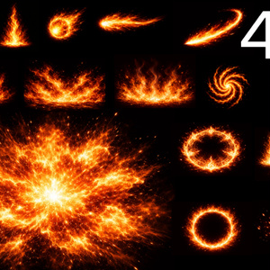 炎魔法エフェクト素材集15種 4K / Fire Magic Effects Pack 15 4K