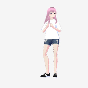 活発そうな子　ピンクのロングヘア―