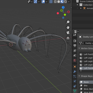 Simple Spider FBX Rigged with Keyshapes