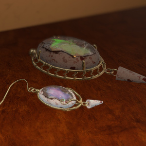Cantera opal earrings/brooch