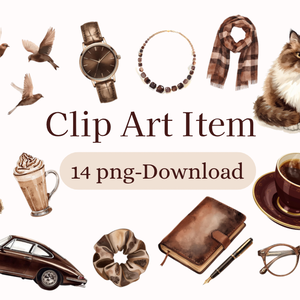 14 Png | Classic Brown Lifestyle Clipart Set 1