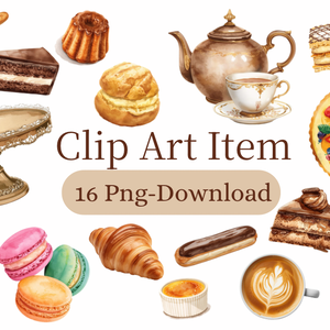 16 Png | Classic Café & Cake Crip Art Set
