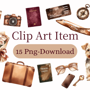 15 Png | Classic Travel Clip Art Set
