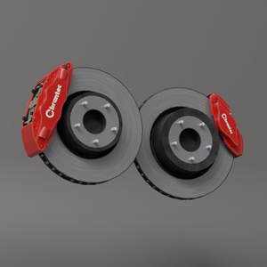 【3Dモデル】高性能スポーツキャリパー&ベンチレーテッドディスクブレーキ　17インチ4pod/2pod
