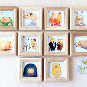 ハムケツおもち【複製原画】壁掛けできる木製フレーム付き♡