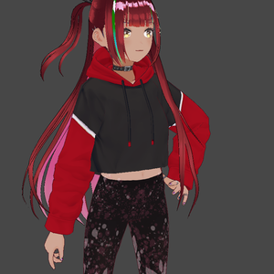 VRoid red and black crop hoodie