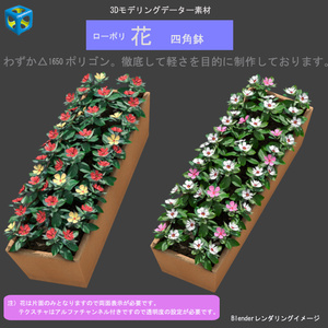 花　四角形鉢