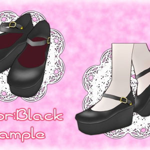 【無料版有り！VRoid用テクスチャ】ストラップシューズA(旧:厚底ストラップシューズ)【改変OK】 缩略图 2
