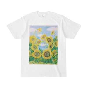 お絵かき☆やすぴょんの ひまわり畑(白Ｔシャツ)