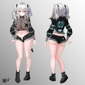 【ミルティナ用】メッシュシャツ/スニーカー・フェアラウフェン/ 上着・ツクンフト/ ホットパンツ・シュテルン - Fishnet Shirt/ Jacket -Zukunft- /Hot Pants -Stern-/ Sneakers -Verlaufen-  - For Milltina 缩略图 3