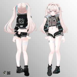 【ミルフィ & エク用】メッシュシャツ/スニーカー・フェアラウフェン/ 上着・ツクンフト/ ホットパンツ・シュテルン/ シンプルビキニ - Fishnet Shirt/ Jacket -Zukunft /Hot Pants -Stern-/ Sneakers -Verlaufen- / Simple Bikini - For Milfy & Eku 缩略图 3