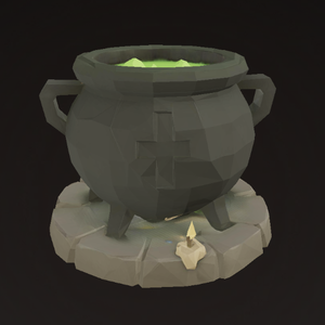 魔女の大釜（緑の湧き液） / Witch’s Cauldron (Green Brew)［Lowpoly FBX］
