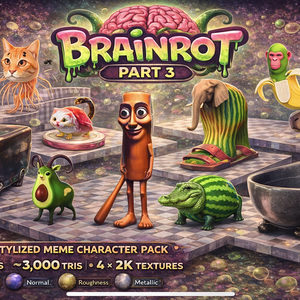 Italian Brainrot Characters Part3｜全10体ローポリ3Dモデルセット（2Kテクスチャ）