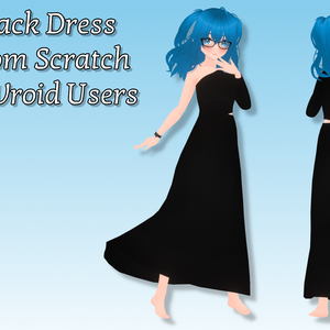 Sleek Black Dress (From Scratch W/ Vroid Rig Naming) CC0