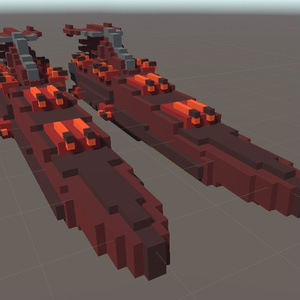 【ボクセル風 航宙艦001シリーズ04】航宙駆逐艦（３D for Unity ）