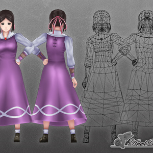 【ローポリ3DCG】モブキャラクターズ：町人B（女）