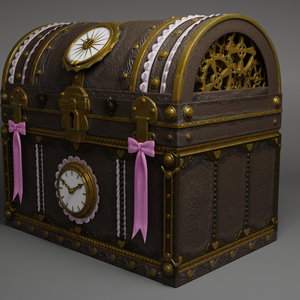 【無料】ガーリーな装飾のある宝箱 (Girly Decorated Treasure Box)