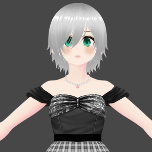 Model 3D [VRM 0.0] (Dress color: Pink, red and silver)