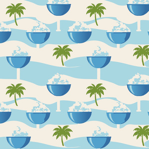 海を背景にかき氷がヤシの木と並んだ涼しげな壁紙07