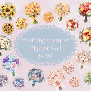Wedding bouquet Clipart No.1｜ウェディングブーケ クリップアート28点