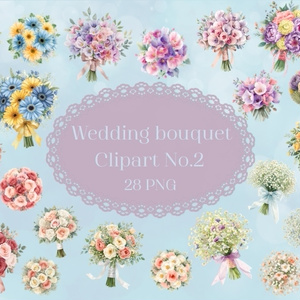 Wedding bouquet Clipart No.2｜ウェディングブーケ クリップアート28点