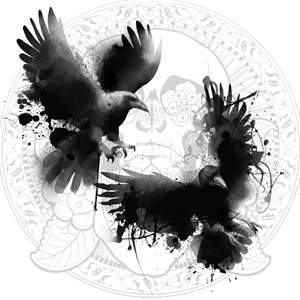 【高解像度PNG】Dark Raven Tattoo Flash – Set of 4 PNG Elements 