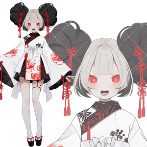 全身立ち絵素材19 個性的な女の子 チャイナ服風