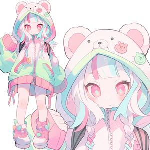 全身立ち絵素材66 くまパーカーの女の子