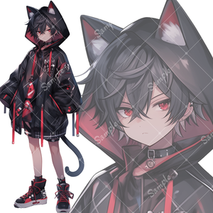 全身立ち絵素材97 猫耳パーカー 男の子