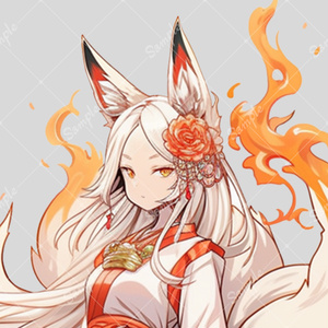 ◆獣人~角ある者◆手描きイラスト 獣人】刀を持つ角の白髪少女_立ち絵 - きゃら館 - BOOTH