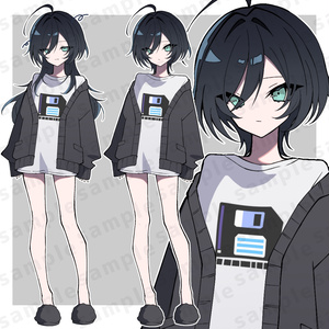 【立ち絵素材】ウルフヘアの女の子｜全身＋表情差分