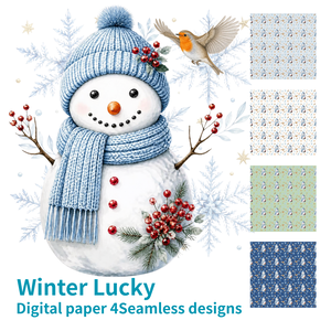 Winter Lucky｜Seamless Digital Paper Set（4 Designs)