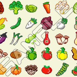 【無料ドット素材】野菜アイコン
