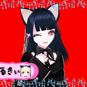 黒ねこ耳　ストレートロングヘア　Vroid３Dモデル　VRoid Studio ベータ版 3Dキャラクター（〜v0.14.0）