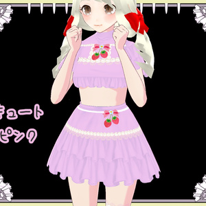 【ワンピース】夢見る乙女のいちごくりーむ　ワンピース【Vroid】