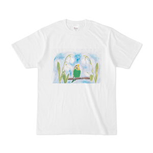 花(スノードロップ)とインコ