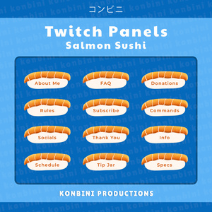 Twitch Panel Assets - Cute 可愛い Salmon Sushi Panels 