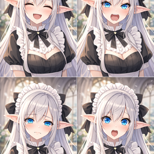 【豪華版：ポーズ2種＋表情4種＋ラフ付】銀髪エルフのメイドさん素材集