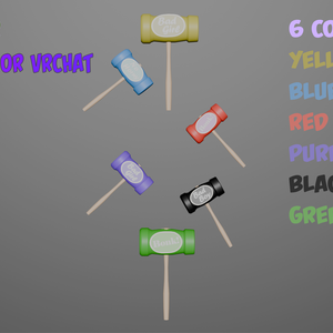 Toy Hammer for VRChat and Vtuber. [4 option + 6 colors]
