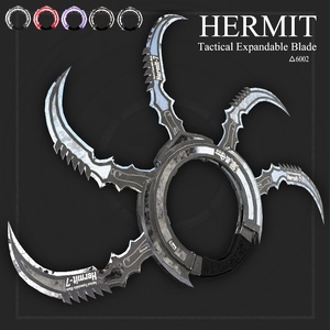 【オリジナル3Dモデル】Hermit -ハーミット-【チャクラム】VRChat想定 パーティクルやギミック付き　魔法武器　手裏剣　投擲武器　展開式ブレード