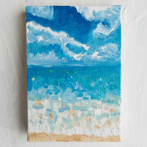 直径25㎝「夕空」油彩・絵画・原画・丸形 オリジナル 直径15㎝「夕空 20251」油彩・絵画・原画・丸形