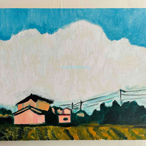 原画「住宅の在る風景」F3・油彩 少し