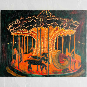 絵画 『 Aphrodite』空 油彩・原画・丸形アートパネル 直径25cm