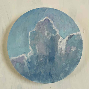 空 直径15㎝「空 その1」油彩・絵画・原画・丸形・アートパネル - かい